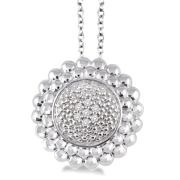 1/50 Ctw Round Cut Diamond Pendant in Sterling Silver with Chain