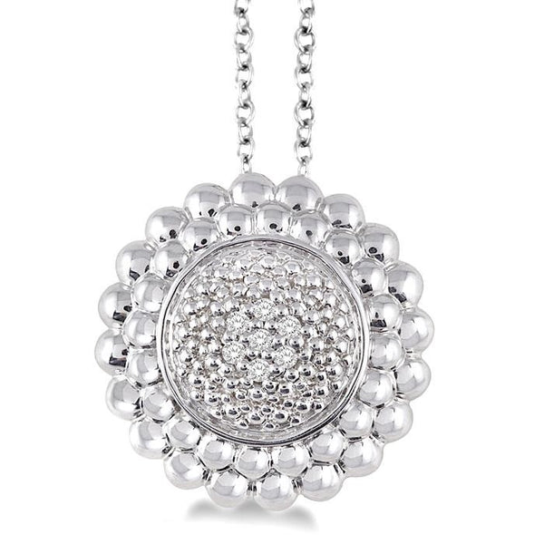 1/50 Ctw Round Cut Diamond Pendant in Sterling Silver with Chain