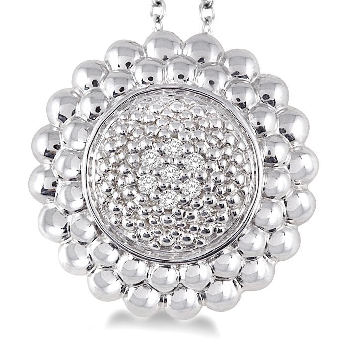 1/50 Ctw Round Cut Diamond Pendant in Sterling Silver with Chain