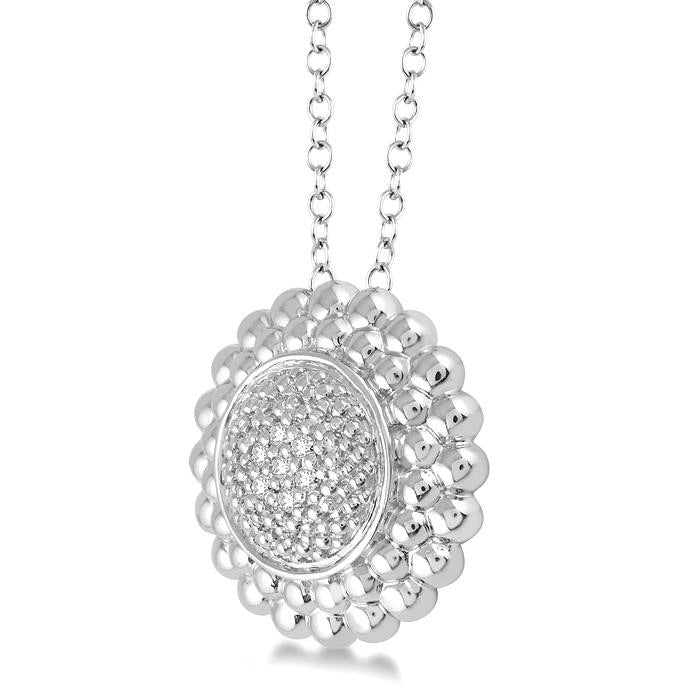 Silver Round Bead Diamond Pendant