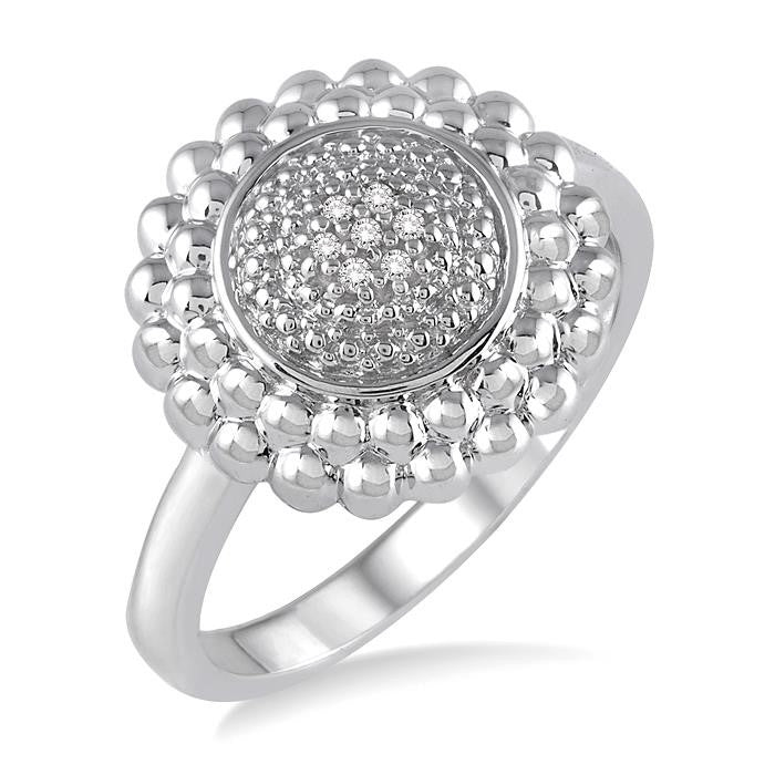 1/50 Ctw Round Cut Diamond Ring in Sterling Silver