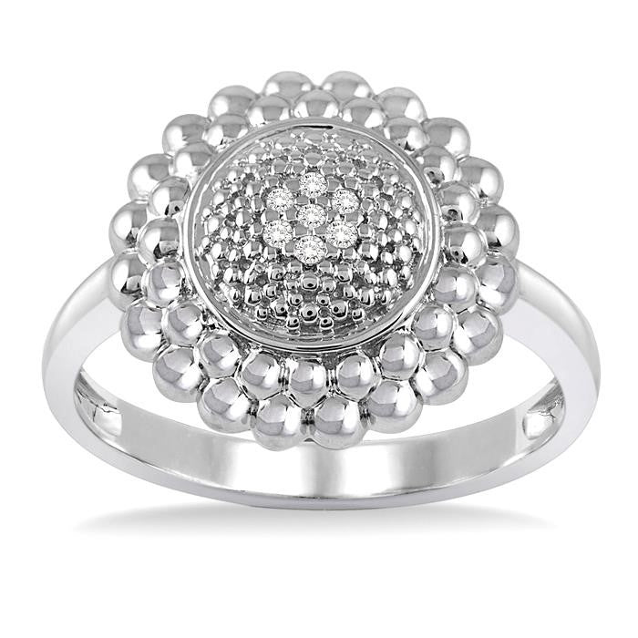 1/50 Ctw Round Cut Diamond Ring in Sterling Silver