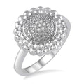 Silver Round Bead Diamond Ring