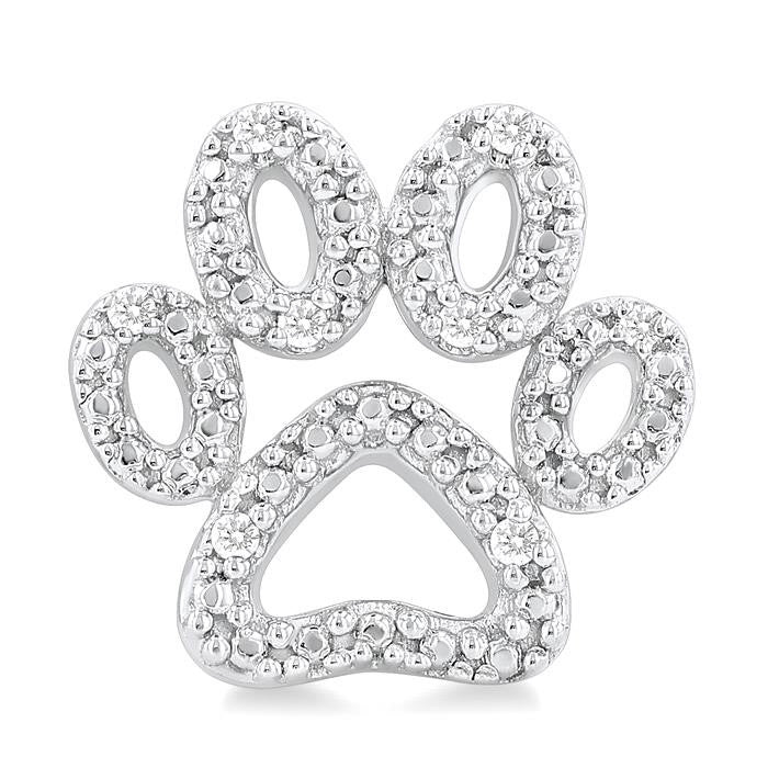 1/20 Ctw Dog Paw Round Cut Diamond Fashion Stud Earrings in Sterling Silver