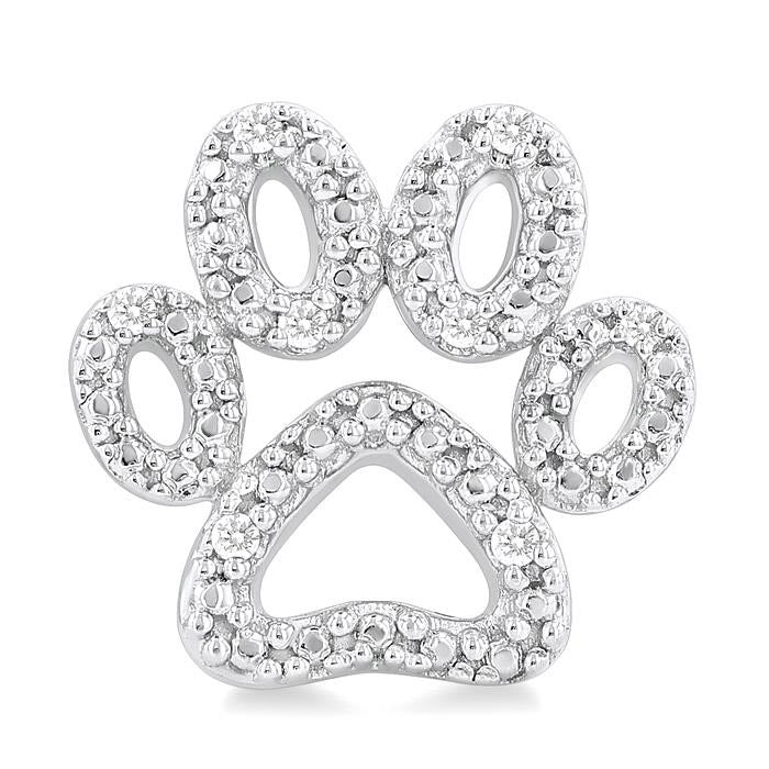 Silver Dog Paw Diamond Fashion Earrings