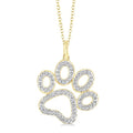 1/20 Ctw Dog Paw Round Cut Diamond Pendant With Chain in Yellow Gold Vermeil