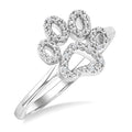 1/20 Ctw Dog Paw Round Cut Diamond Fashion Ring in Sterling Silver