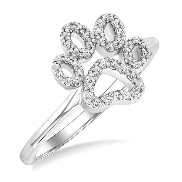 1/20 Ctw Dog Paw Round Cut Diamond Fashion Ring in Sterling Silver