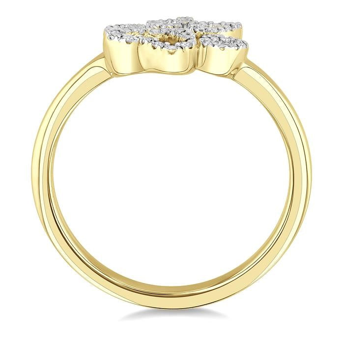 1/20 Ctw Dog Paw Round Cut Diamond Ring in Yellow Gold Vermeil