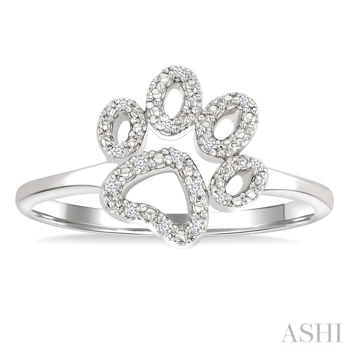 1/20 Ctw Dog Paw Round Cut Diamond Fashion Ring in Sterling Silver