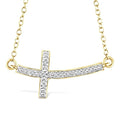 1/50 Ctw Reclined Cross Round Cut Diamond Fashion Pendant With Chain in Yellow Gold Vermeil