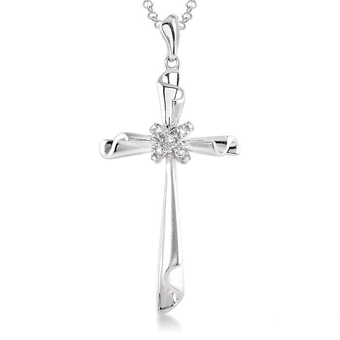 Maia Meadow Silver Cross Diamond Fashion Pendant