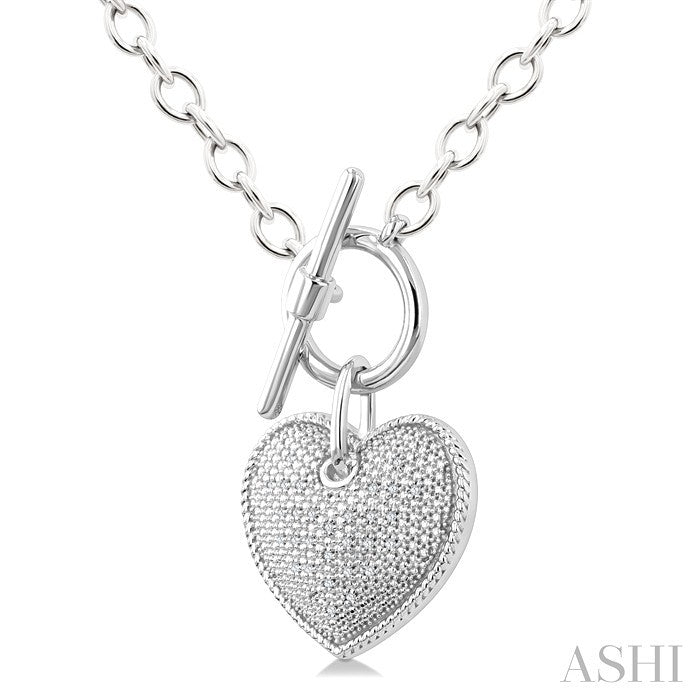 1/10 Ctw Heart Toggle Round Cut Diamond Fashion Necklace in Sterling Silver