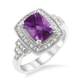 Silver Gemstone & Diamond Ring