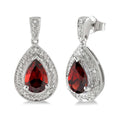 Pear Shape Silver Gemstone & Diamond Earrings