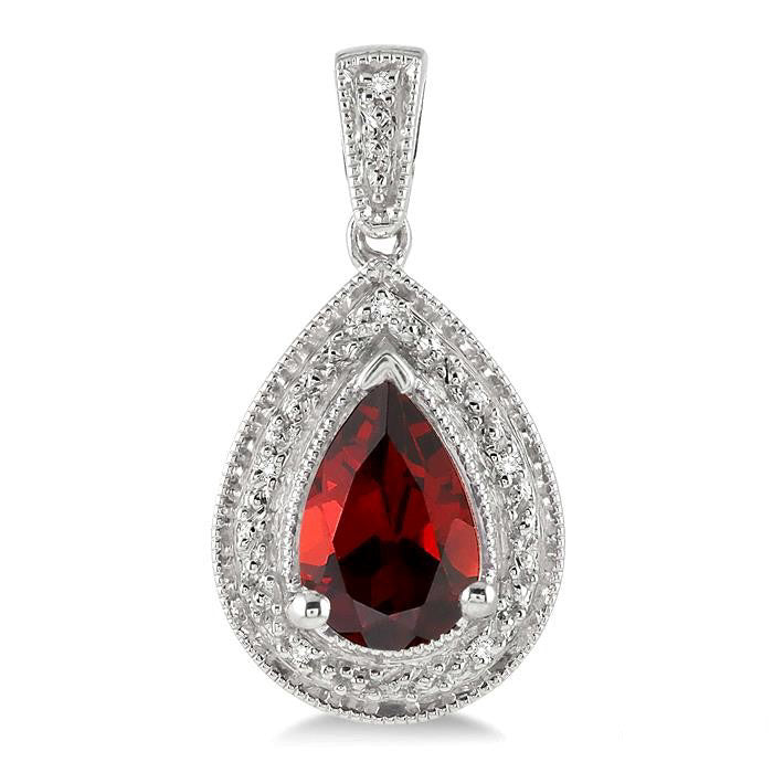 Pear Shape Silver Gemstone & Diamond Earrings