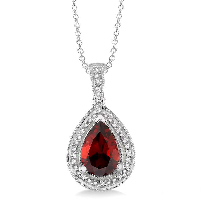 Majesty Silver Pear Shape Gemstone & Diamond Pendant