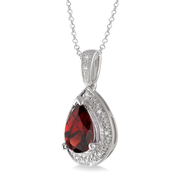 Majesty Silver Pear Shape Gemstone & Diamond Pendant