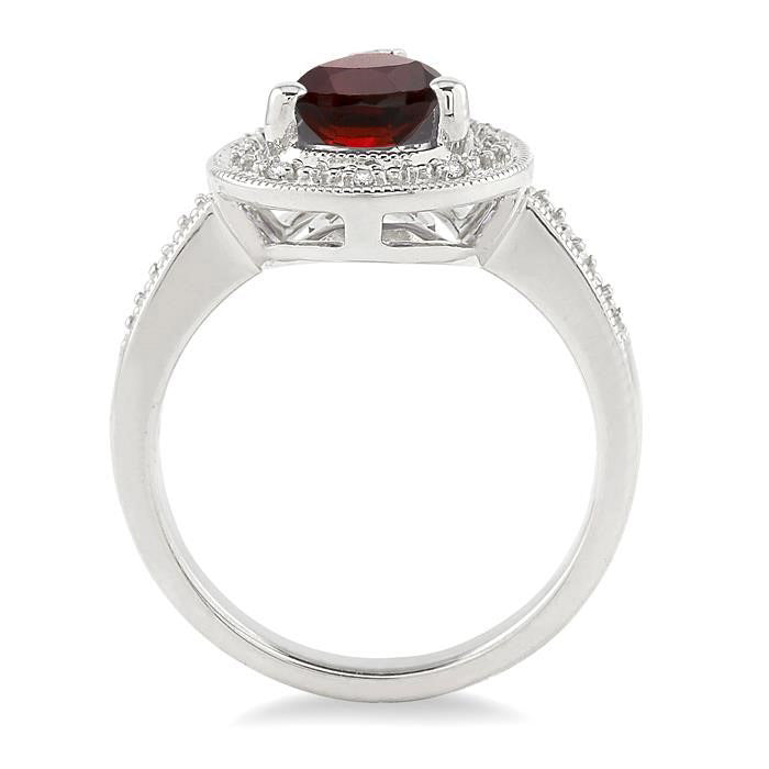 Pear Shape Silver Gemstone & Diamond Ring