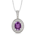 Solstice Silver Oval Shape Gemstone & Halo Diamond Pendant