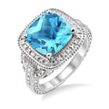 Silver Gemstone & Diamond Ring