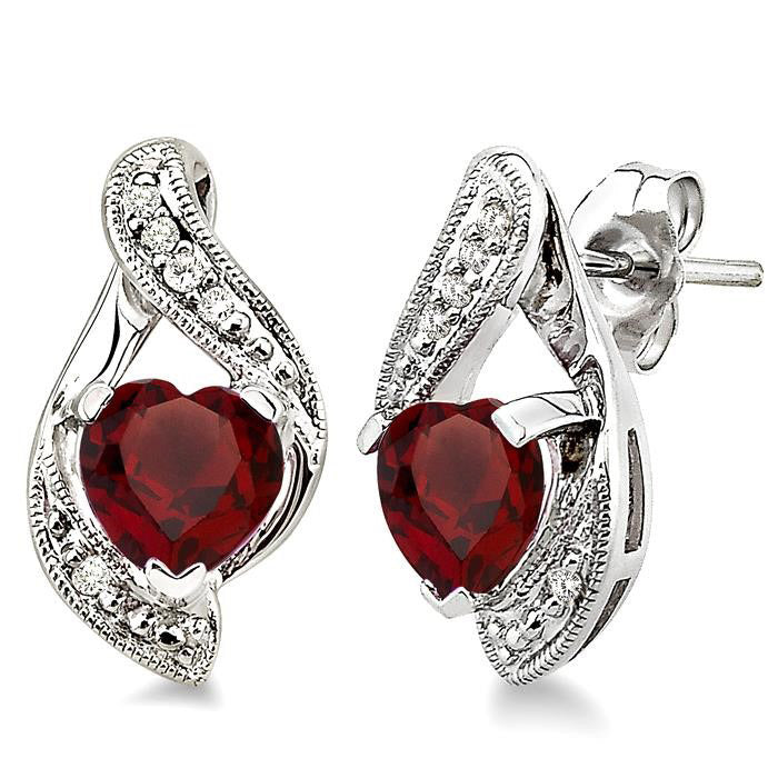 Heart Shape Silver Diamond & Gemstone Fashion Earrings