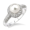 6.5x6.5 MM Cultured Pearl and 1/20 Ctw Round Cut Diamond Ring in Sterling Silver
