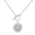1/20 Ctw Crescent Moon & Star Toggle Round Cut Diamond Fashion Necklace in Sterling Silver