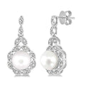 Silver Pearl & Diamond Earrings