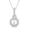 Lyric Silver Pearl & Halo Diamond Pendant