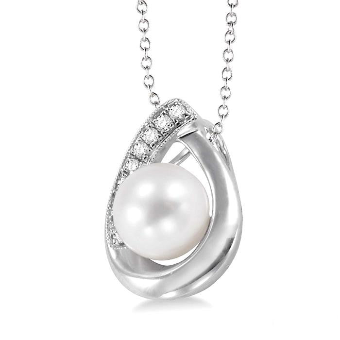 Sonata Silver Pearl & Diamond Pendant