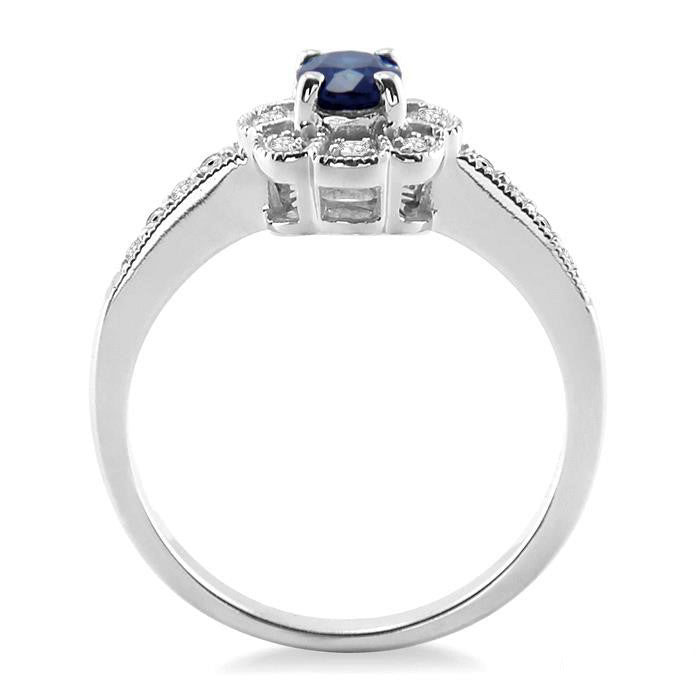 Oval Shape Silver Gemstone & Diamond Ring