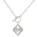 1/10 Ctw Clover Fluted Toggle Round Cut Diamond Pirouette Fashion Necklace in Sterling Silver