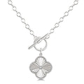 Silver Clover Toggle Diamond Fashion Necklace