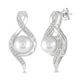 Silver Pearl & Diamond Earrings