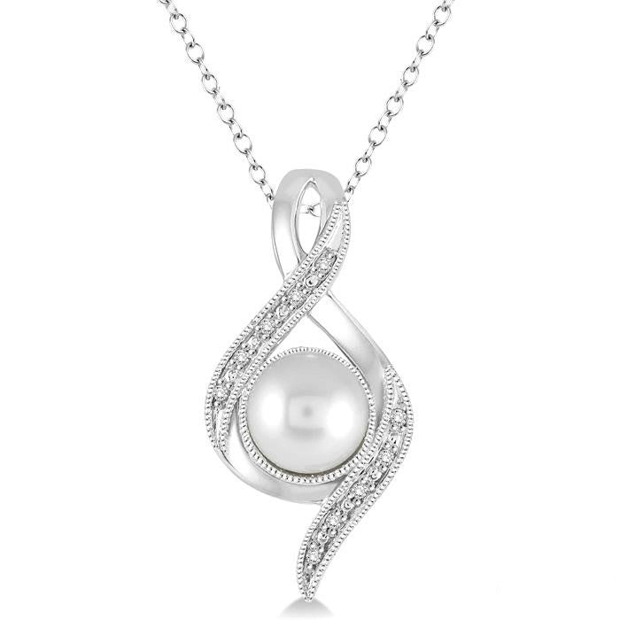 Zephyr Silver Pearl & Diamond Pendant