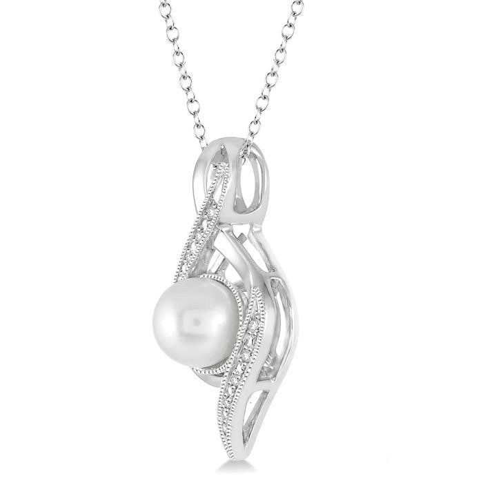 Zephyr Silver Pearl & Diamond Pendant