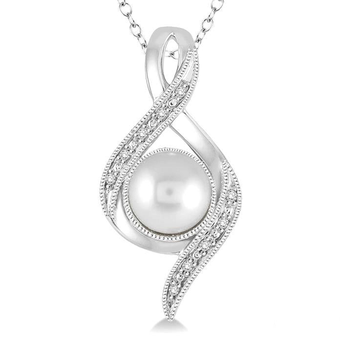 Zephyr Silver Pearl & Diamond Pendant