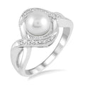 Silver Pearl & Diamond Ring