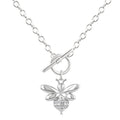 1/20 Ctw Bumble Bee Toggle Round Cut Diamond Fashion Necklace in Sterling Silver