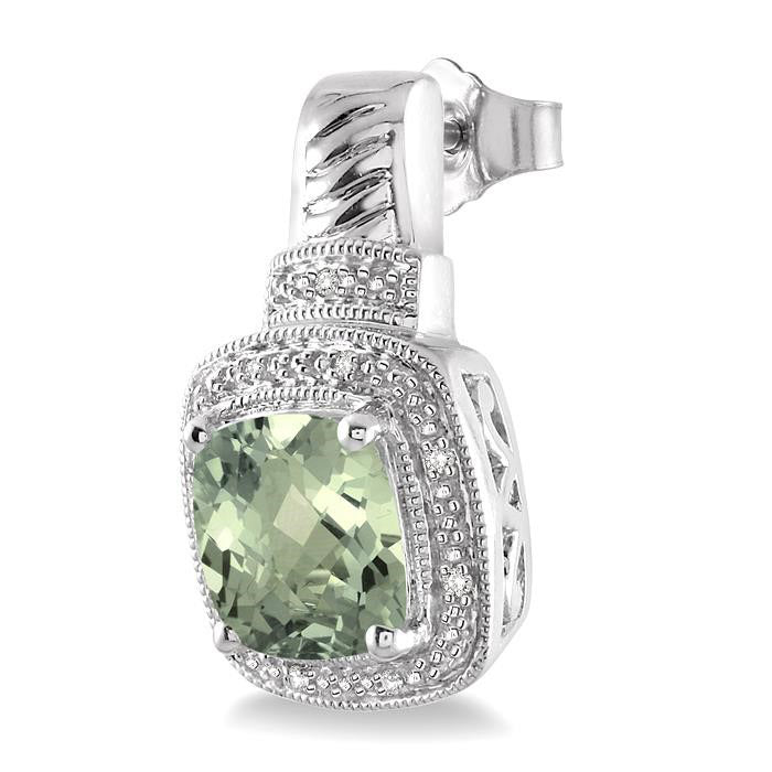 Silver Gemstone & Diamond Earrings