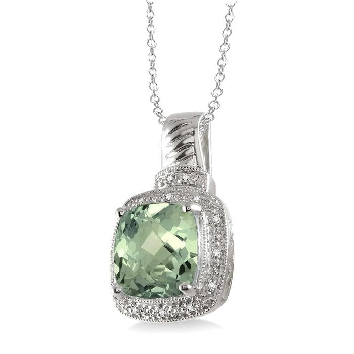 Raven Silver Cushion Shape Gemstone & Diamond Pendant