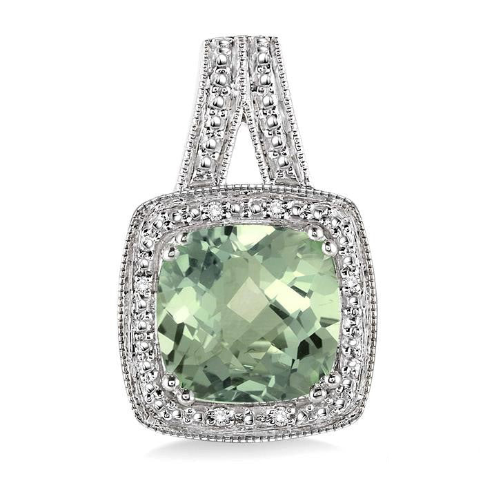 Silver Gemstone & Diamond Earrings