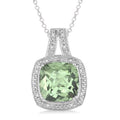 Seraphine Green Amethyst Cushion Diamond Pendant