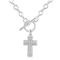 1/20 Ctw Cross Toggle Round Cut Diamond Fashion Necklace in Sterling Silver