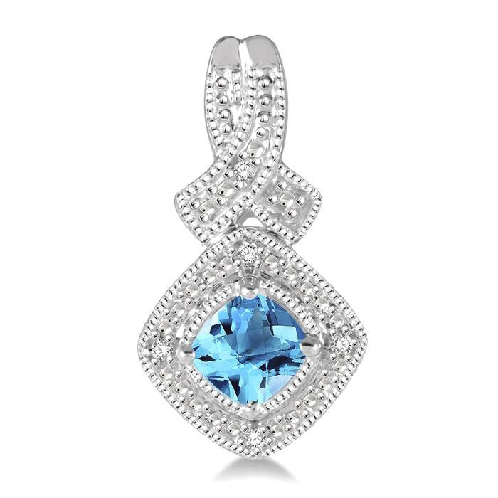 Silver Gemstone & Diamond Earrings