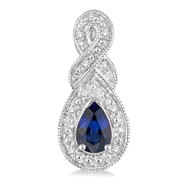 Pear Shape Silver Gemstone & Diamond Earrings