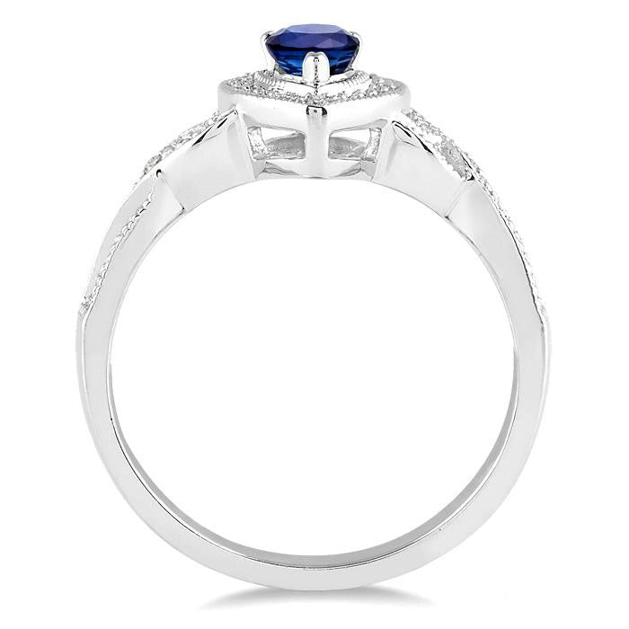 Pear Shape Silver Gemstone & Diamond Ring