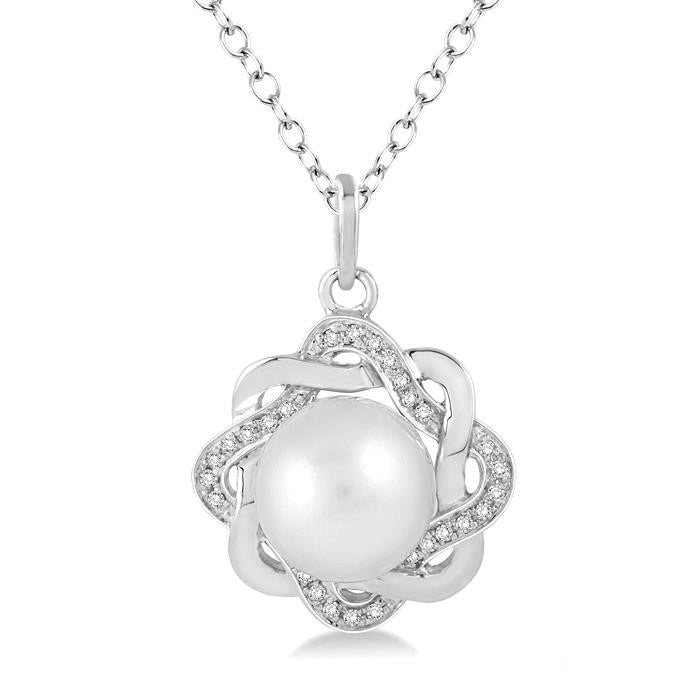 Ivy Silver Pearl & Diamond Pendant