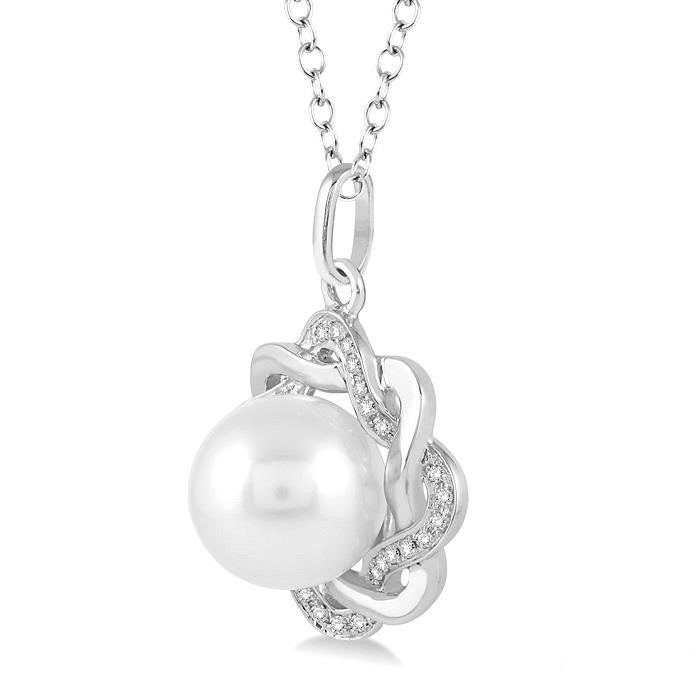 Ivy Silver Pearl & Diamond Pendant